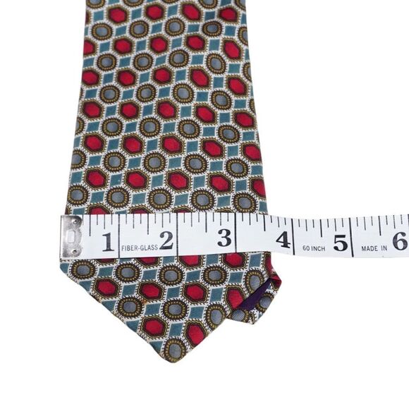 Harvé Bernard Silk Red and Green Men's Tie - Picture 8 of 8